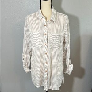 Maurices White and Brown Striped Top